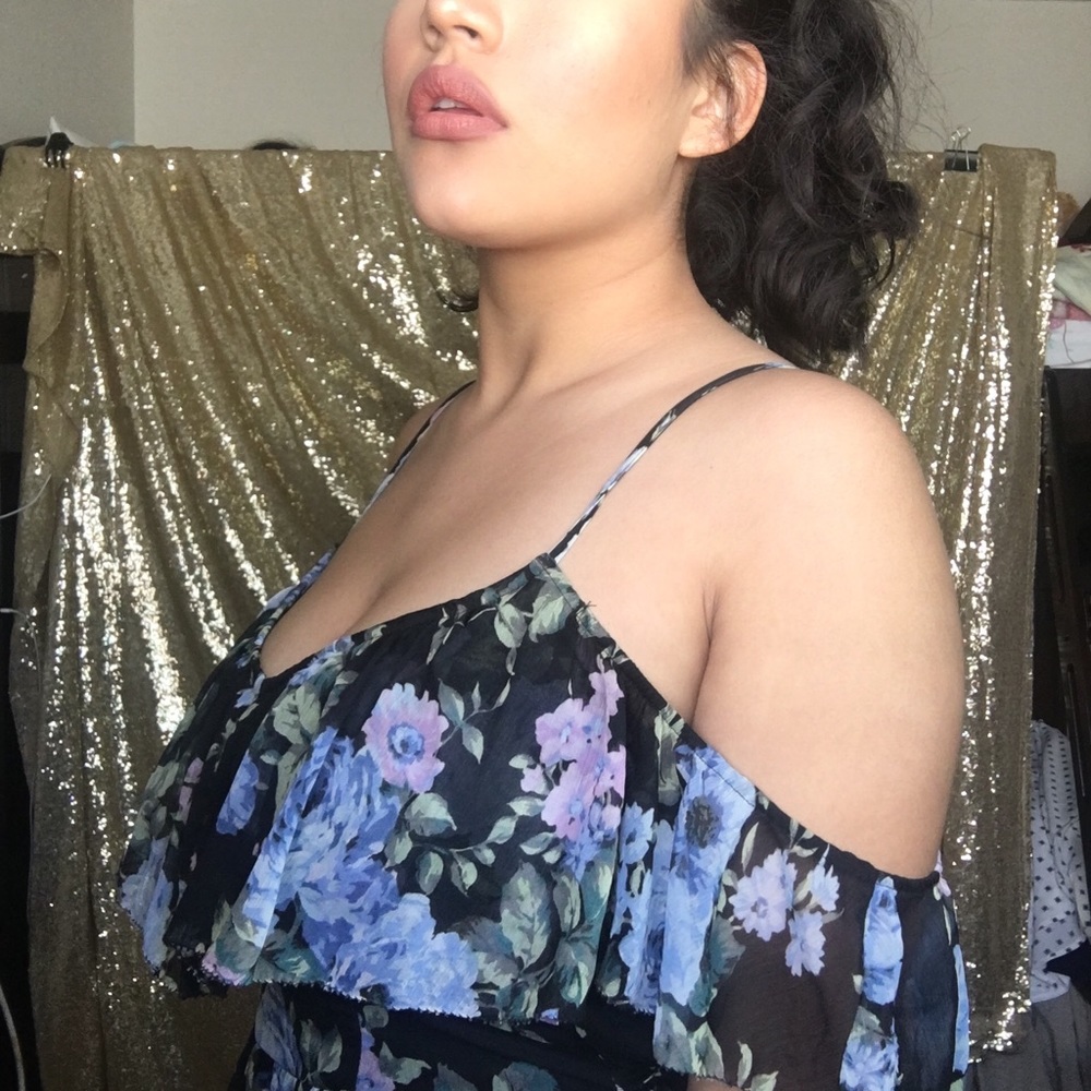 A floral high low summer dress.